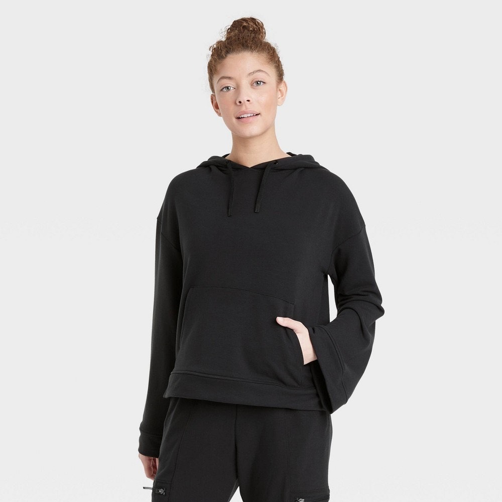 All In Motion Women's Bell Sleeve Hooded‎ Sweatshirt - Black - Size M